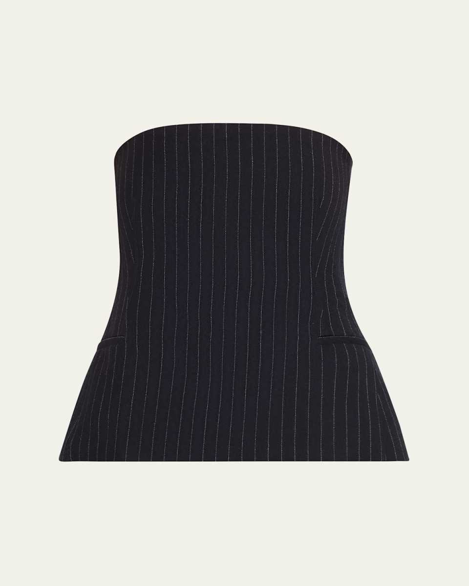 Pinstripe Tailored Bustier Wool Top